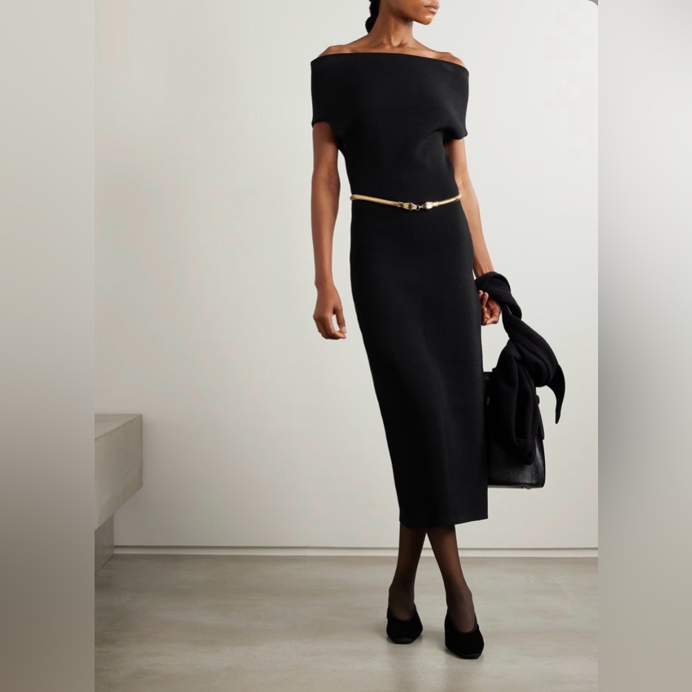 TOTEME | NEW| Off-the-shoulder jersey midi dress in Medium